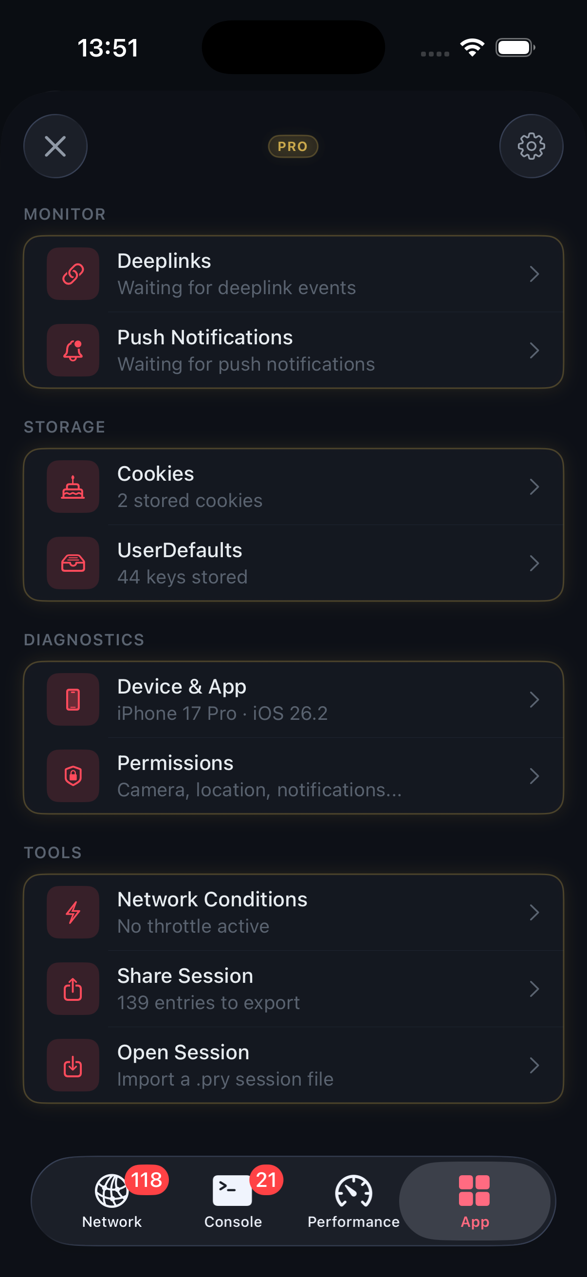 App Hub — deeplinks, push, cookies, device info