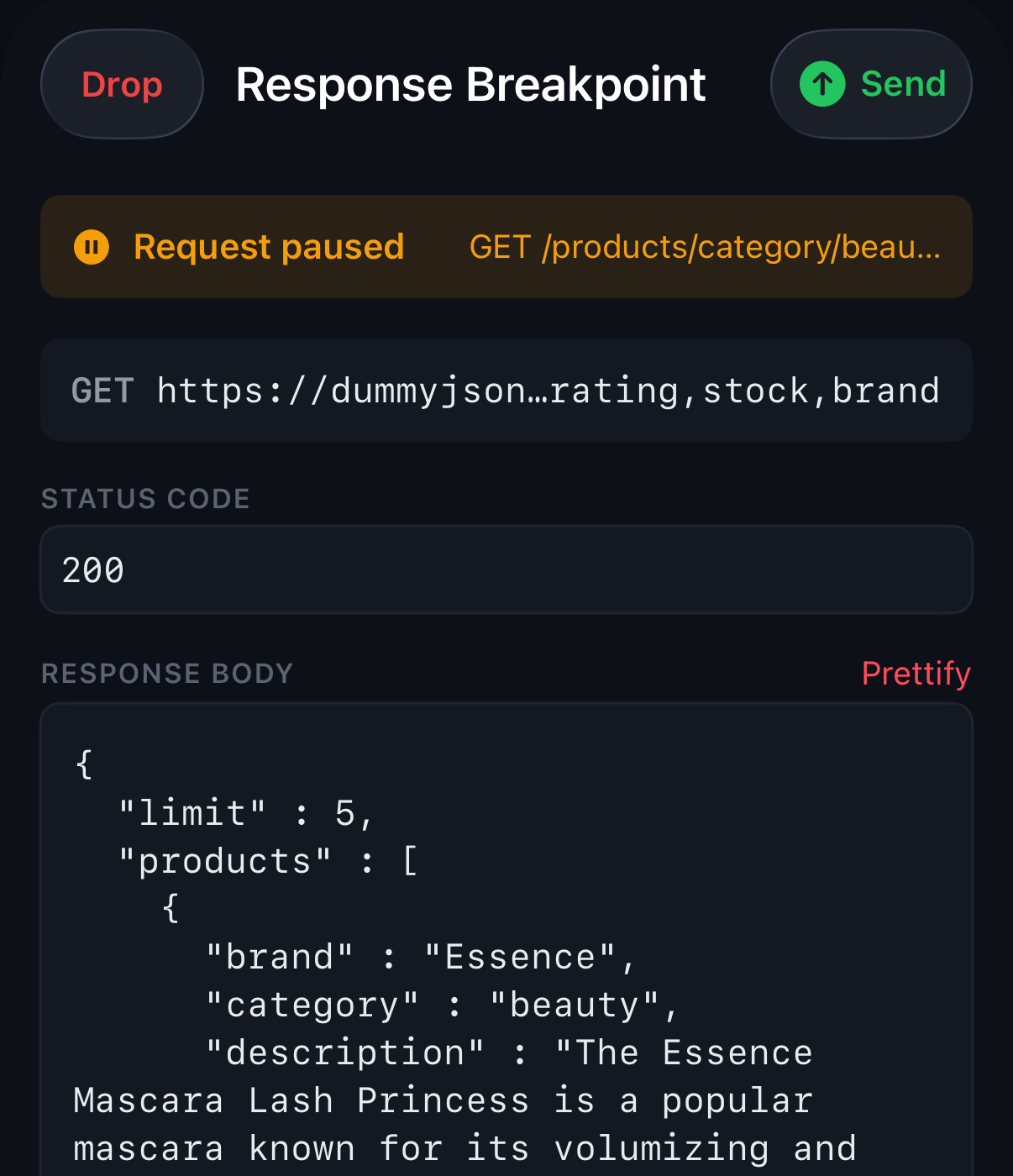 Pro — breakpoints and mocks